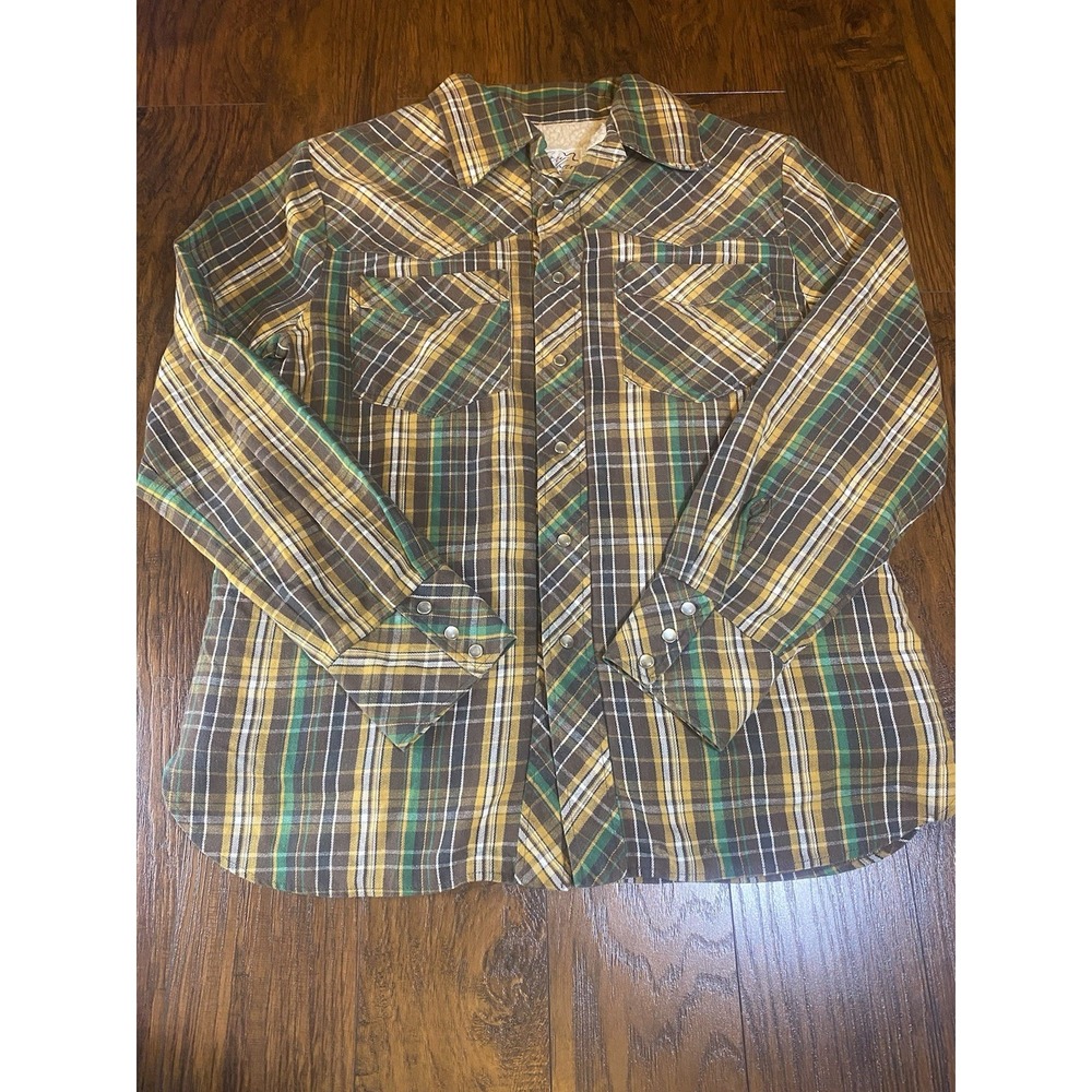 VINTAGE‎ 70s 80s Western Wear Pearl Snap Sherpa Shacket Flannel Jacket